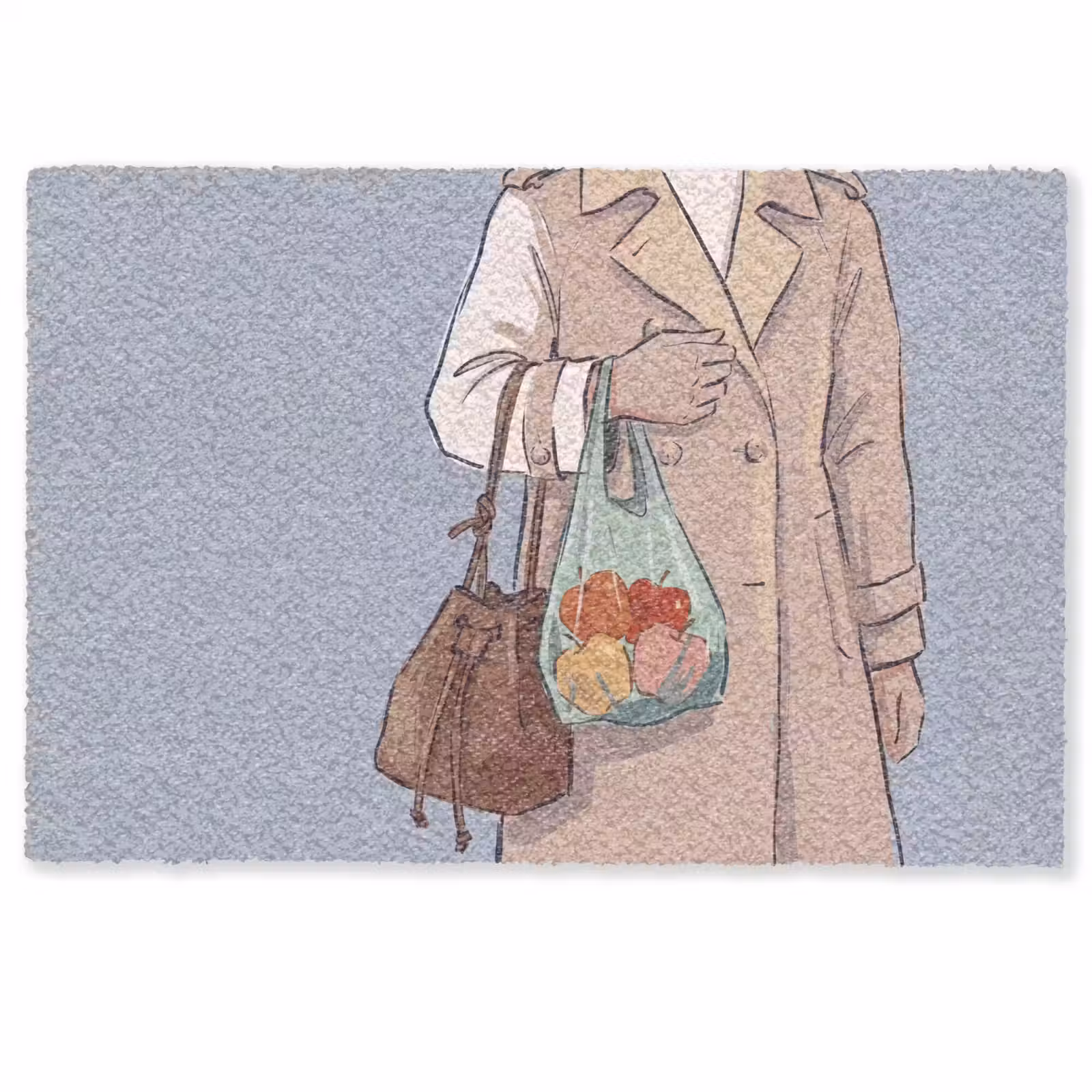 Deurmat - Mensen - Boodschappen - Stadsleven - Modern - Kleurrijk — 1