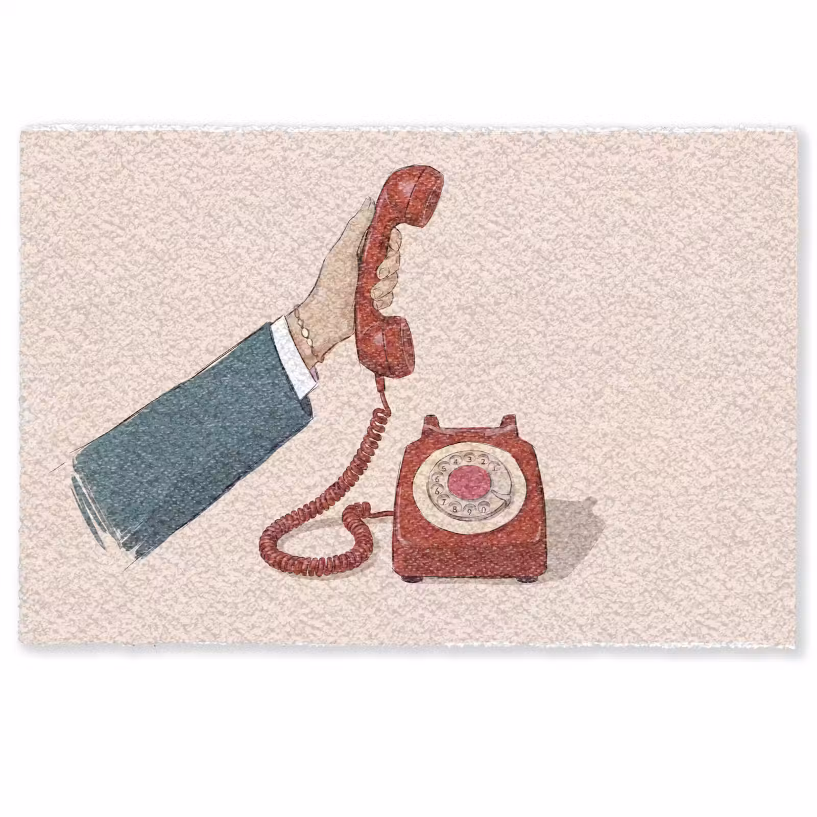 Deurmat - Telefoon - Hand - Vintage - Communicatie - Rood — 1