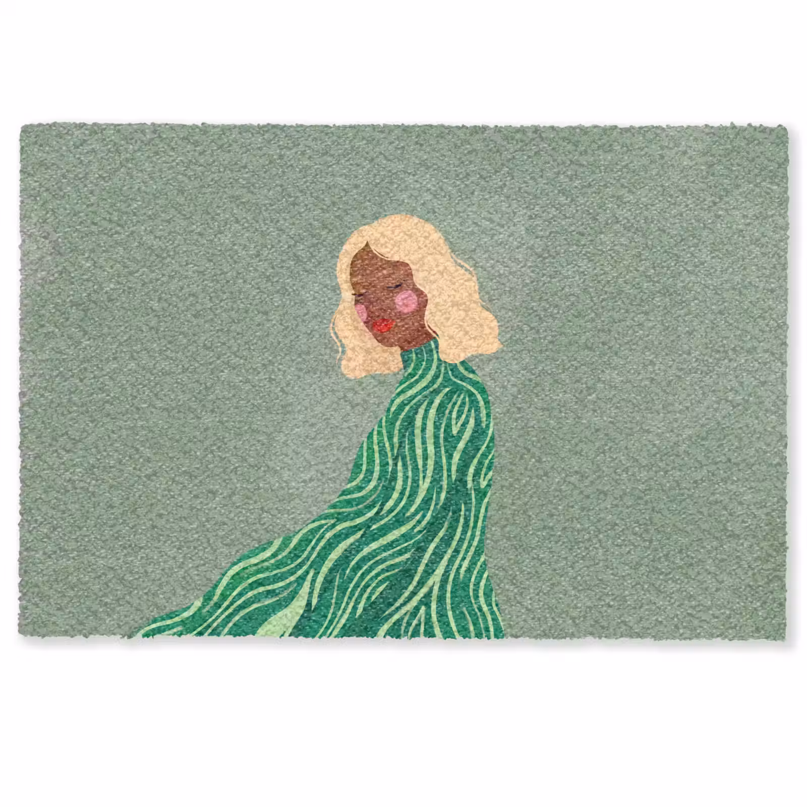Deurmat - Vrouw - Portret - Illustratie - Modern - Groen — 1