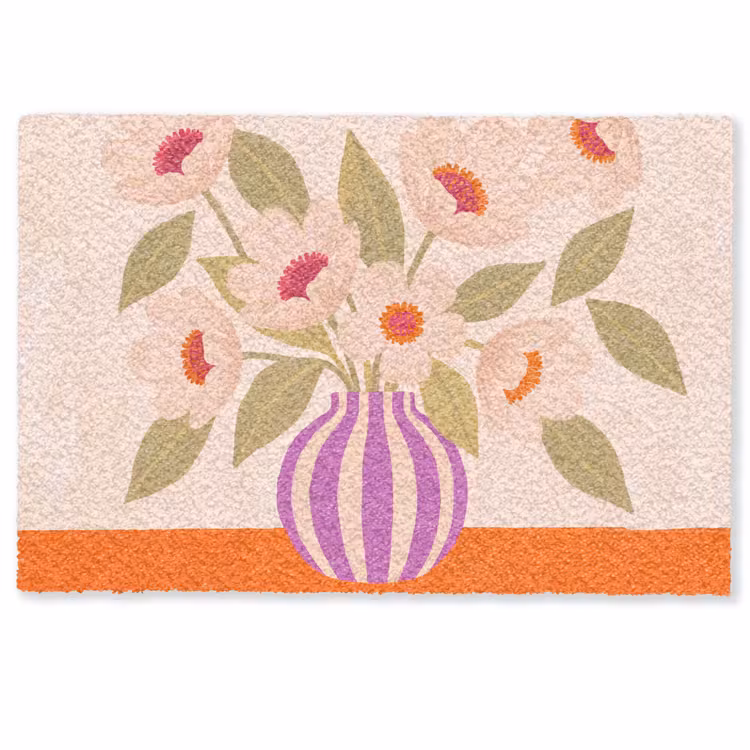 Deurmat - Bloemen - Vaas - Abstract - Paars - Oranje — 1