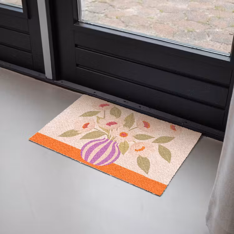 Deurmat - Bloemen - Vaas - Abstract - Paars - Oranje — 2