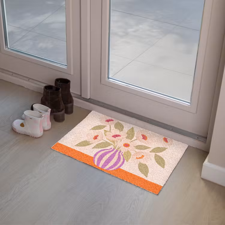 Deurmat - Bloemen - Vaas - Abstract - Paars - Oranje — 8