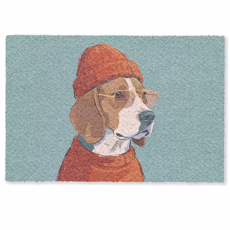 Deurmat - Hond - Beanie - Zonnebril - Dieren - Modern — 1