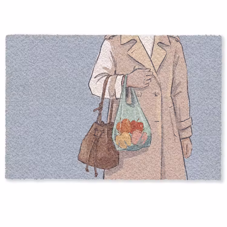 Deurmat - Mensen - Boodschappen - Stadsleven - Modern - Kleurrijk — 1