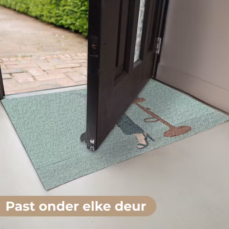 Deurmat - Vrouw - Laptop - Zittend - Illustratie - Groen — 7