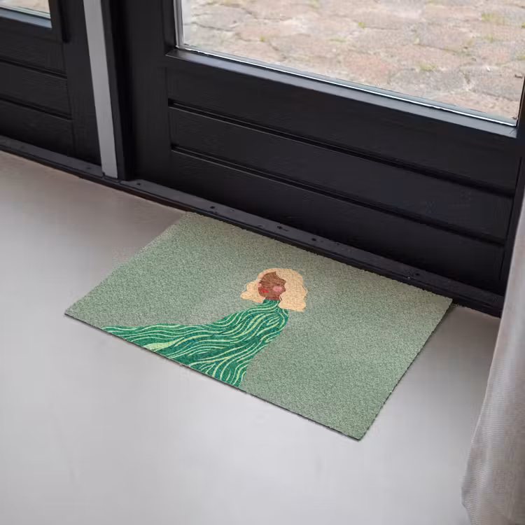 Deurmat - Vrouw - Portret - Illustratie - Modern - Groen — 2