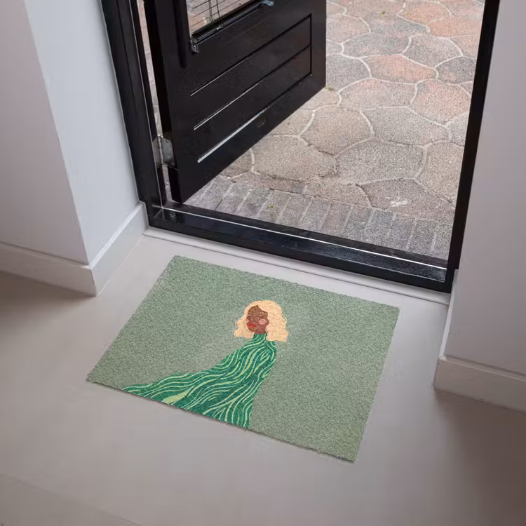 Deurmat - Vrouw - Portret - Illustratie - Modern - Groen — 4