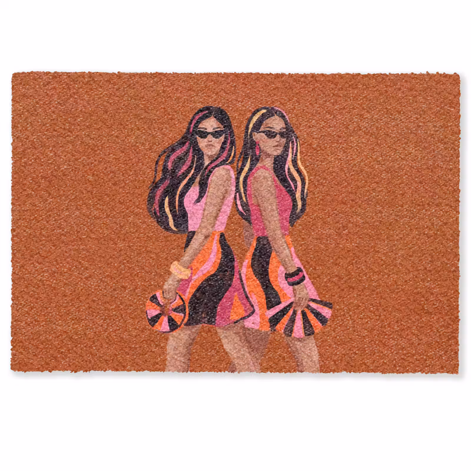Deurmat - Mensen - Duo - Mode - Illustratie - Kleurrijk — 1