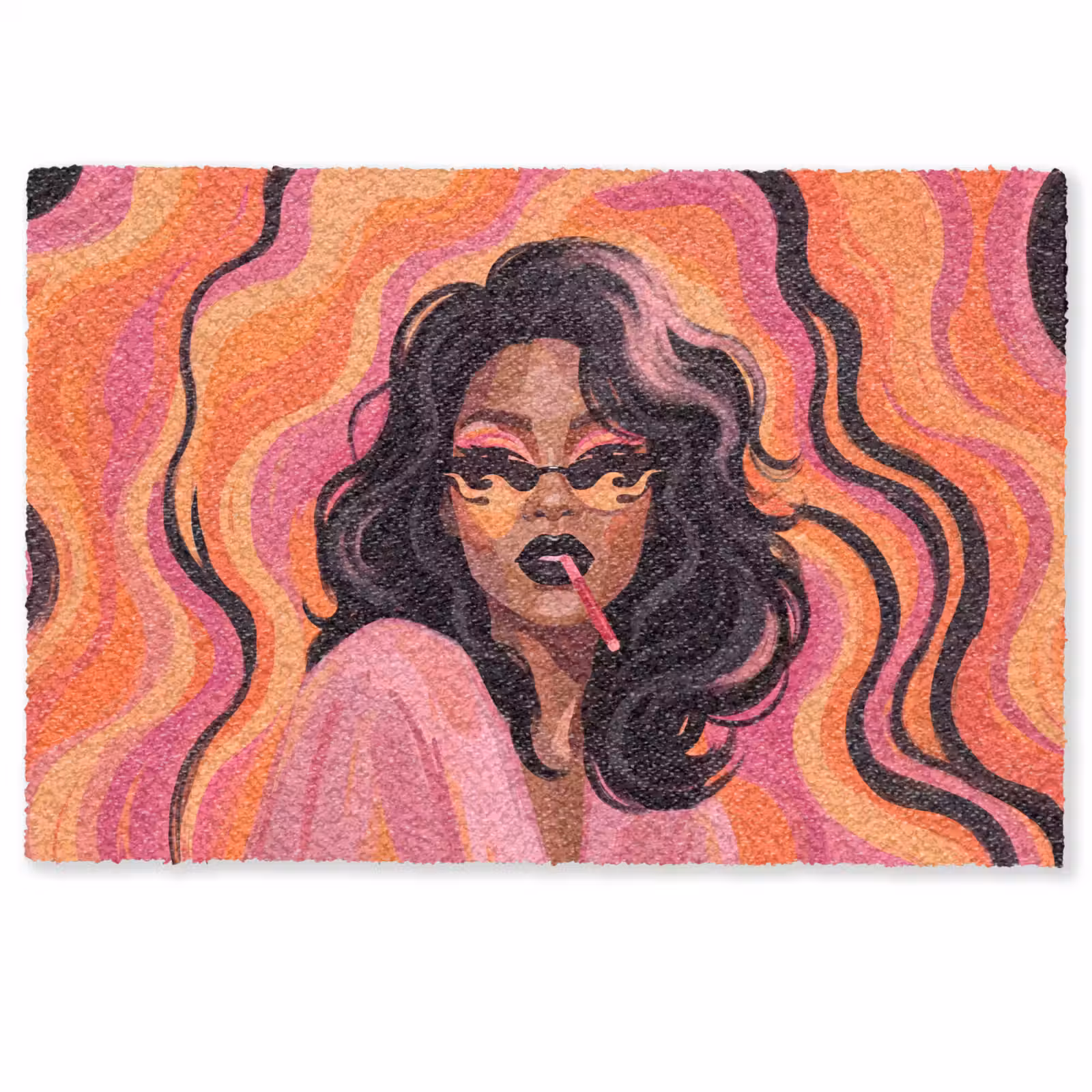 Deurmat - Vrouw - Zonnebril - Modern - Portret - Oranje — 1