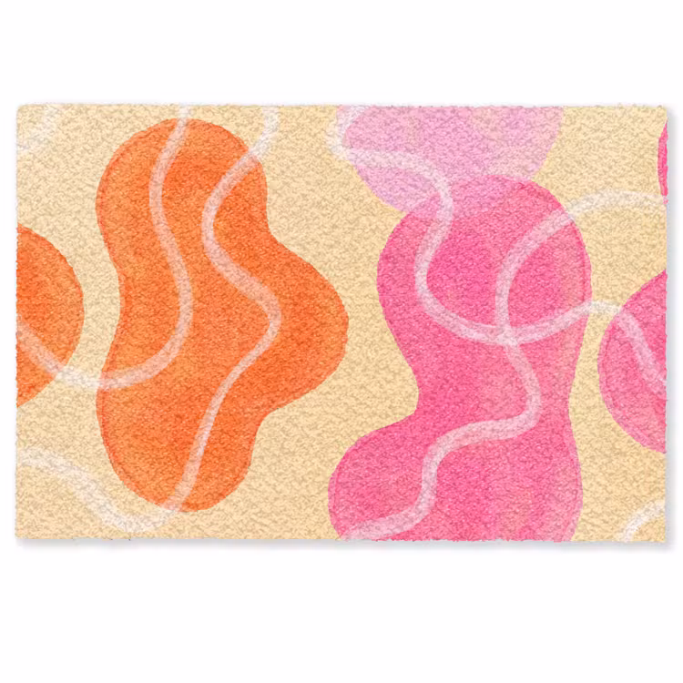 Deurmat - Abstract - Aquarel - Organisch - Oranje - Roze — 1