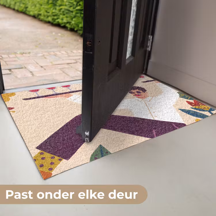 Deurmat - Mensen - Dienblad - Eten - Modern - Kleurrijk — 7
