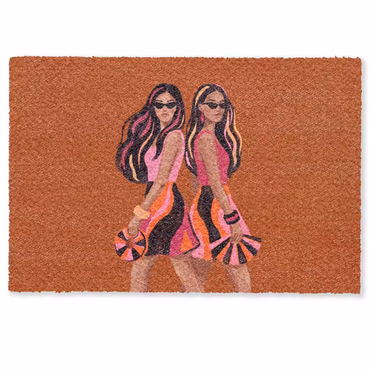 Deurmat - Mensen - Duo - Mode - Illustratie - Kleurrijk — 1