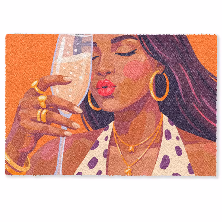 Deurmat - Vrouw - Champagne - Feest - Modern - Oranje — 1