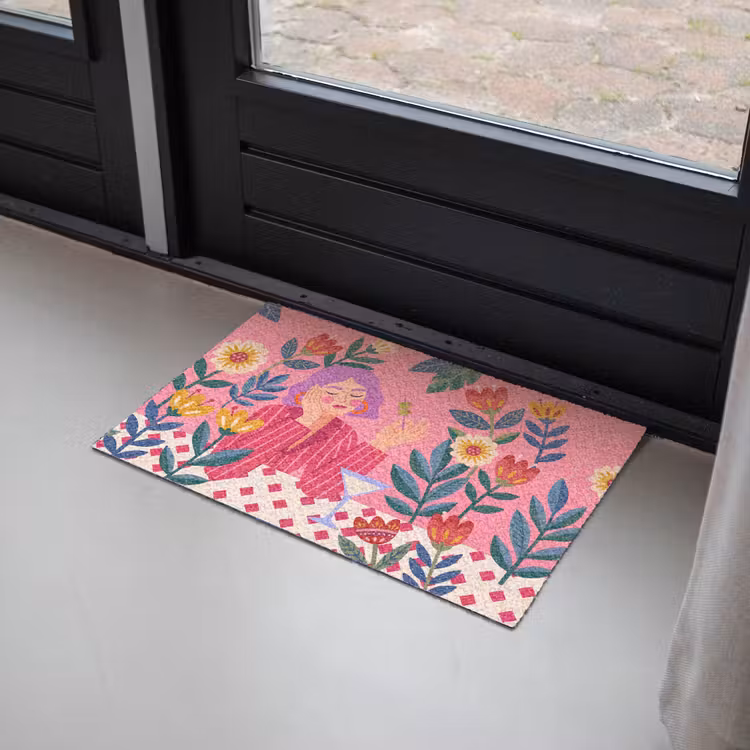 Deurmat - Vrouw - Cocktail - Bloemen - Modern - Roze — 2