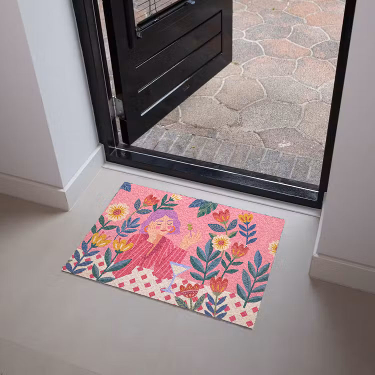 Deurmat - Vrouw - Cocktail - Bloemen - Modern - Roze — 4