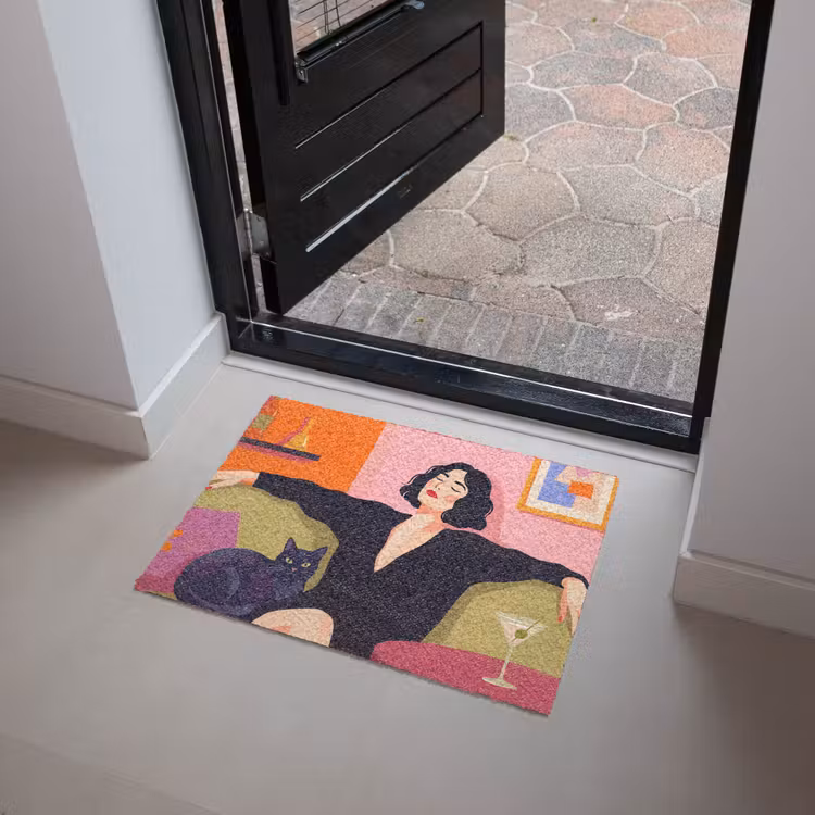 Deurmat - Vrouw - Kat - Interieur - Modern - Kleurrijk — 4