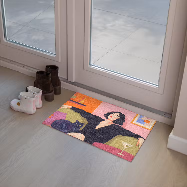 Deurmat - Vrouw - Kat - Interieur - Modern - Kleurrijk — 8
