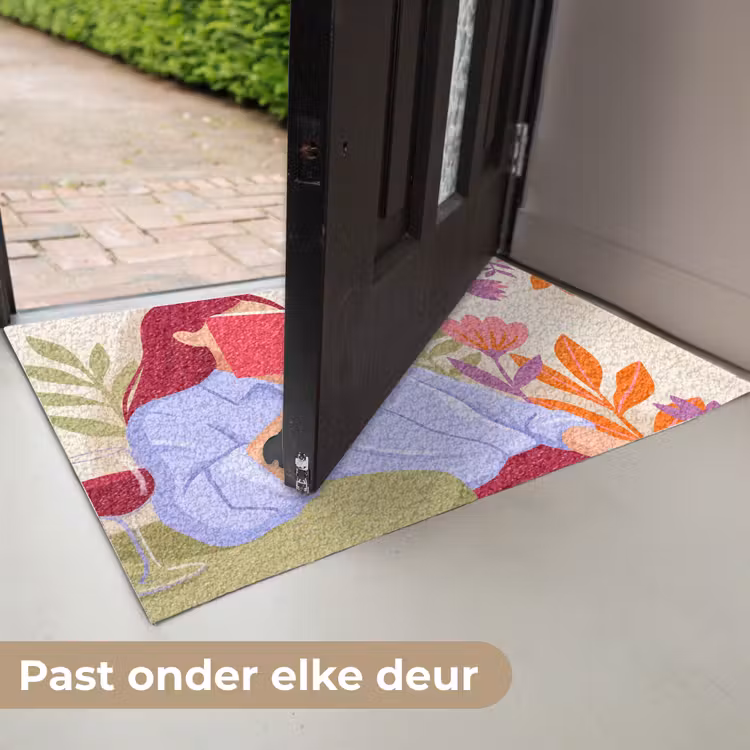 Deurmat - Vrouw - Lezen - Thuis - Modern - Bloemen — 7