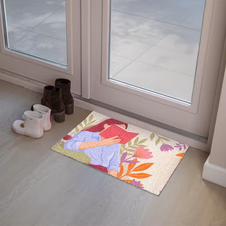 Deurmat - Vrouw - Lezen - Thuis - Modern - Bloemen — 8