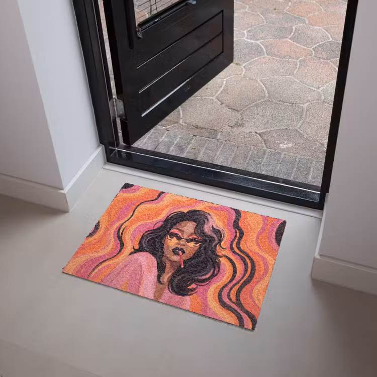 Deurmat - Vrouw - Zonnebril - Modern - Portret - Oranje — 4