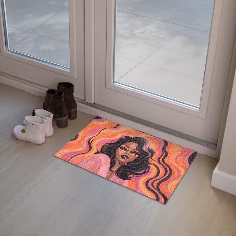 Deurmat - Vrouw - Zonnebril - Modern - Portret - Oranje — 8