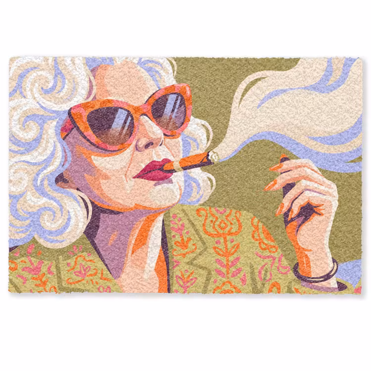 Deurmat - Vrouw - Zonnebril - Portret - Modern - Kleurrijk — 1