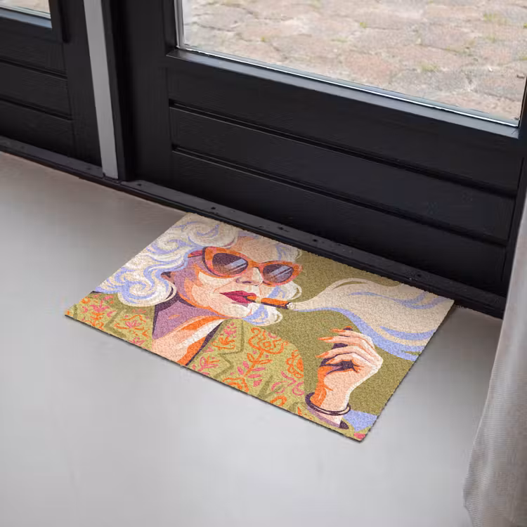 Deurmat - Vrouw - Zonnebril - Portret - Modern - Kleurrijk — 2