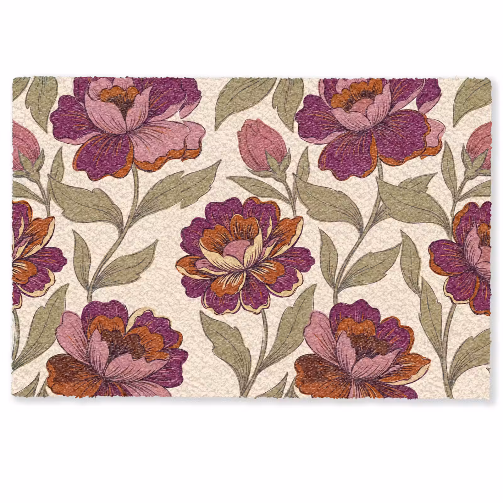 Deurmat - Bloemen - Patroon - Natuur - Modern - Paars — 1