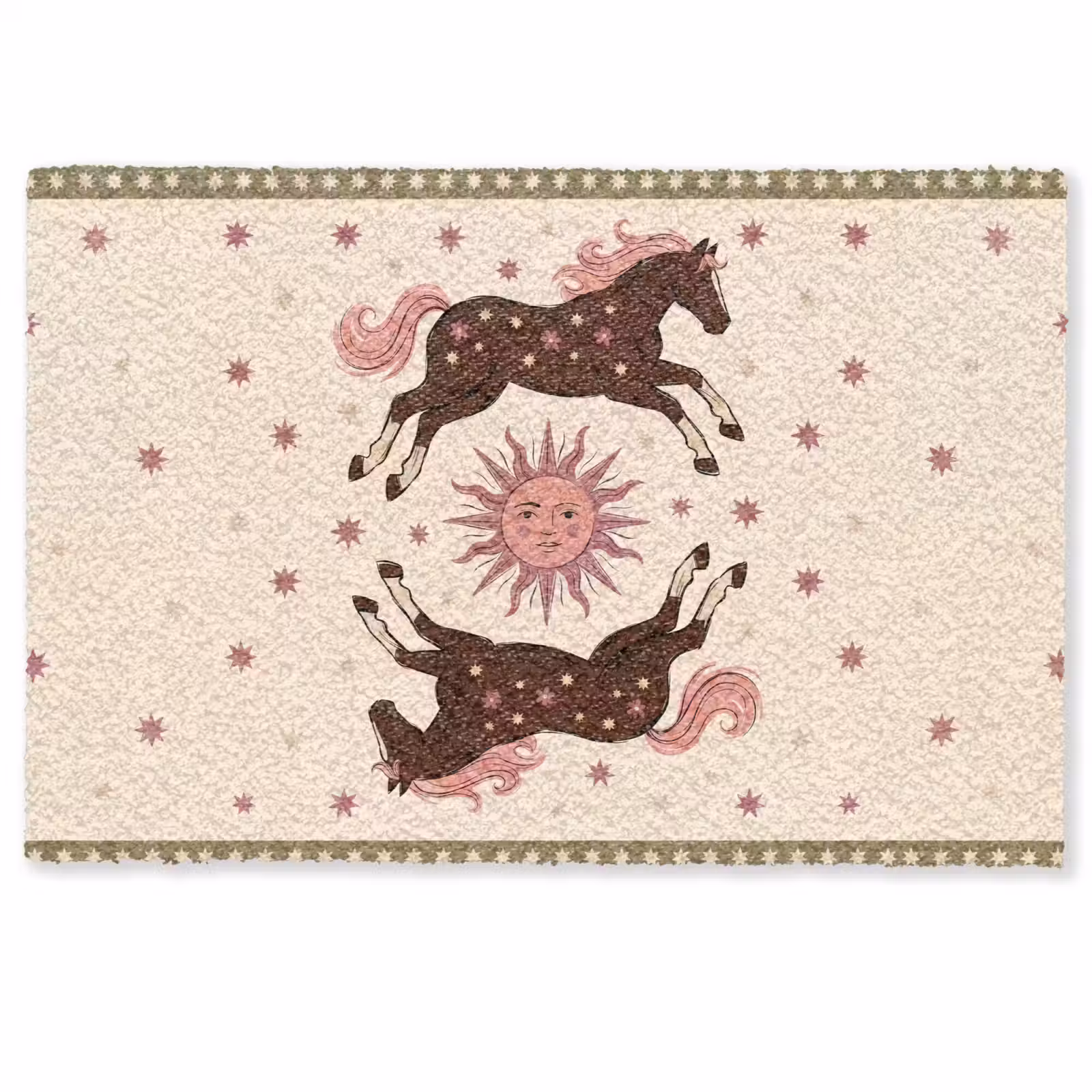 Deurmat - Paard - Zon - Mystiek - Illustratie - Roze — 1