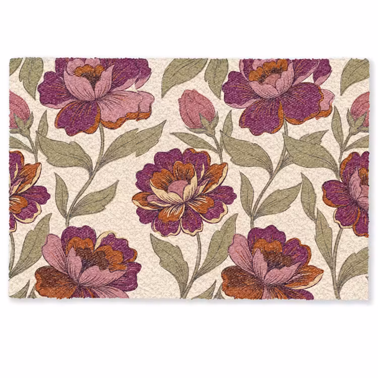 Deurmat - Bloemen - Patroon - Natuur - Modern - Paars — 1