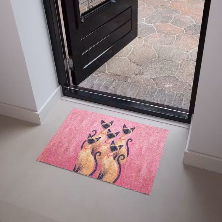 Deurmat - Kat - Groep - Dieren - Modern - Roze — 4