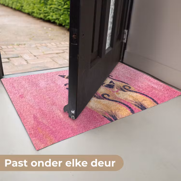 Deurmat - Kat - Groep - Dieren - Modern - Roze — 7