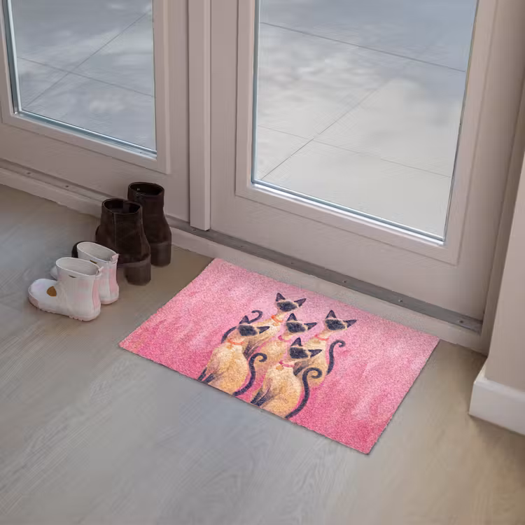 Deurmat - Kat - Groep - Dieren - Modern - Roze — 8