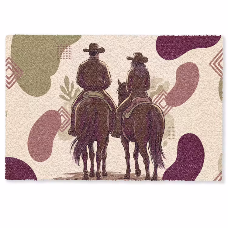 Deurmat - Mensen - Ruiters - Western - Illustratie - Bruin — 1