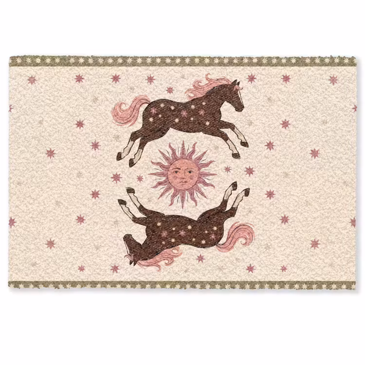 Deurmat - Paard - Zon - Mystiek - Illustratie - Roze — 1