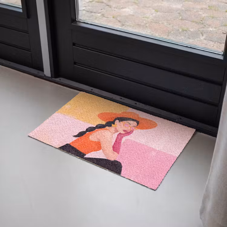 Deurmat - Vrouw - Hoed - Mode - Modern - Oranje — 2