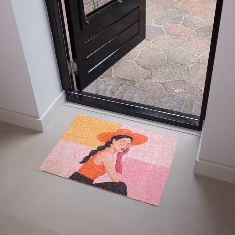 Deurmat - Vrouw - Hoed - Mode - Modern - Oranje — 4