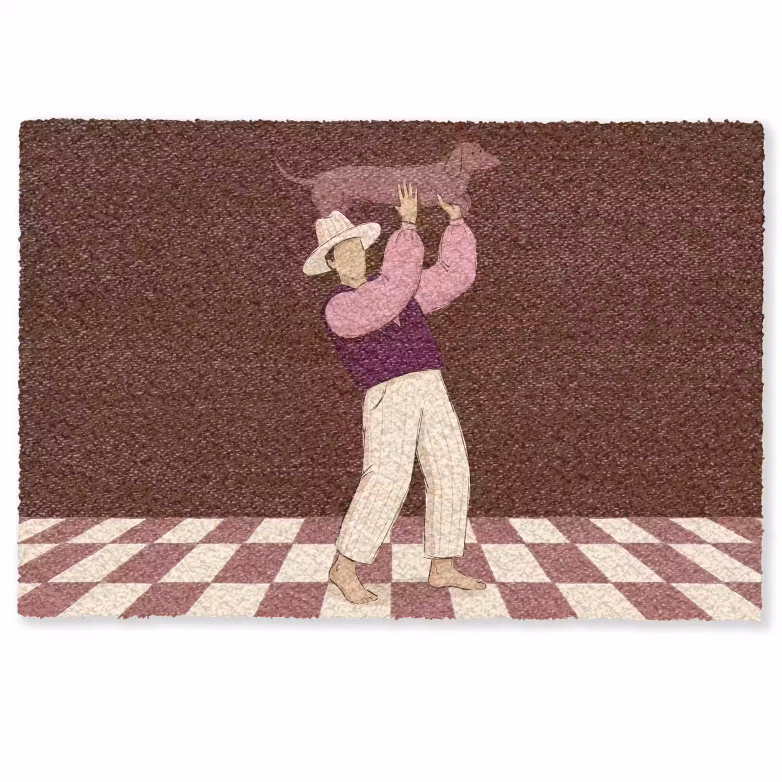 Deurmat - Mens - Hond - Dieren - Abstract - Roze — 1