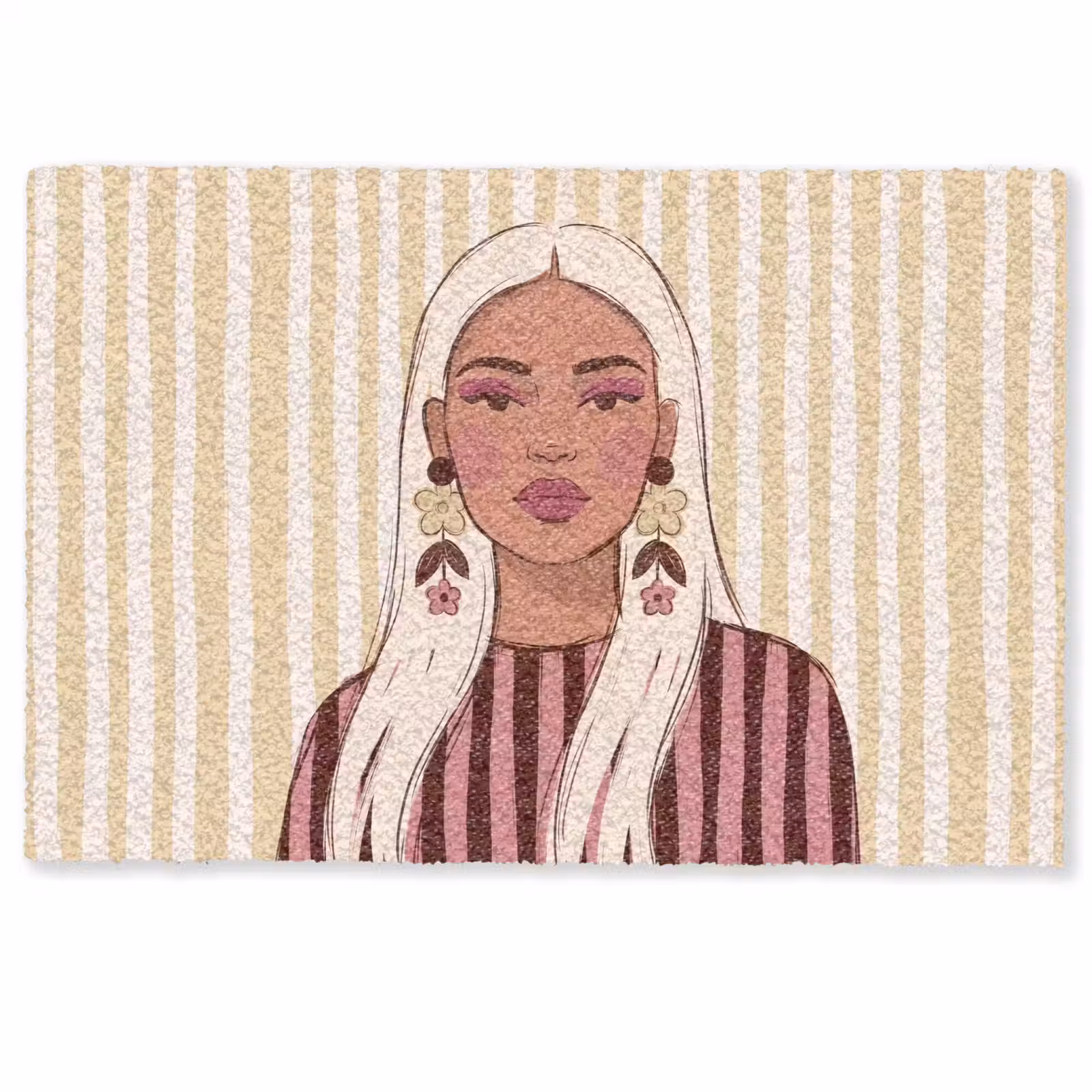 Deurmat - Vrouw - Portret - Illustratie - Modern - Roze — 1