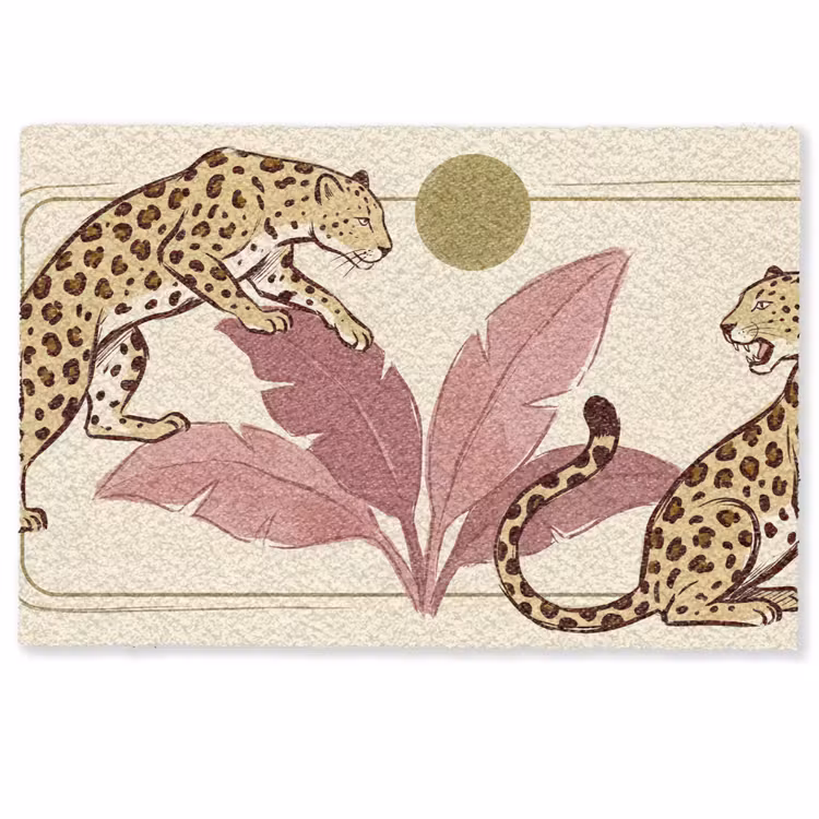 Deurmat - Dieren - Kat - Jungle - Illustratie - Beige — 1