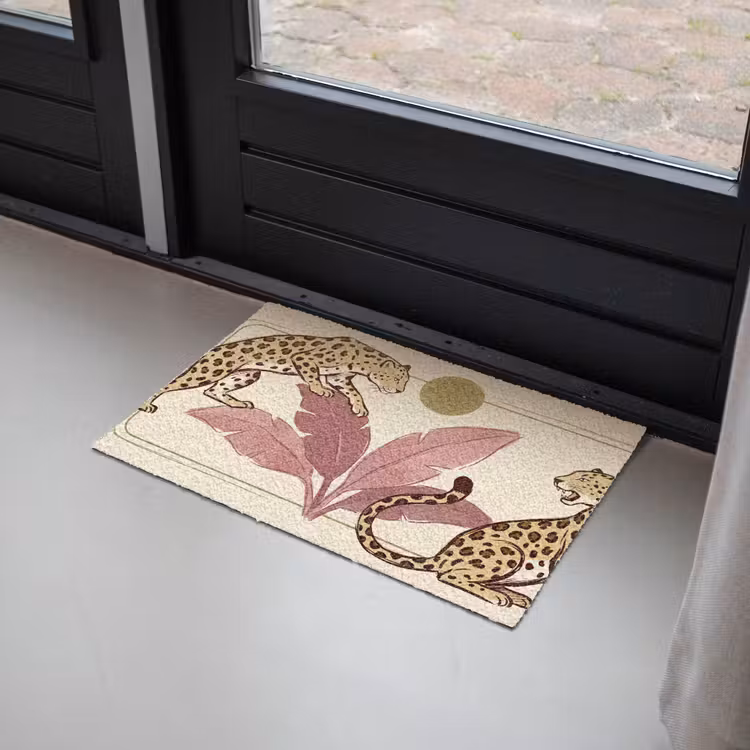 Deurmat - Dieren - Kat - Jungle - Illustratie - Beige — 2