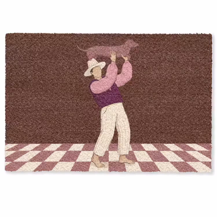 Deurmat - Mens - Hond - Dieren - Abstract - Roze — 1