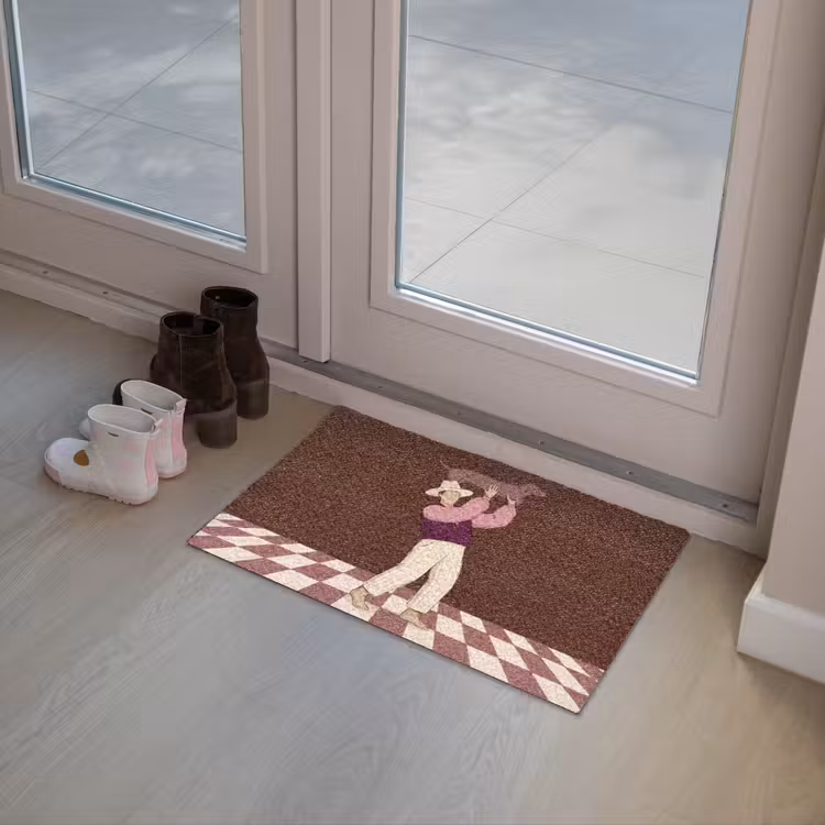 Deurmat - Mens - Hond - Dieren - Abstract - Roze — 8