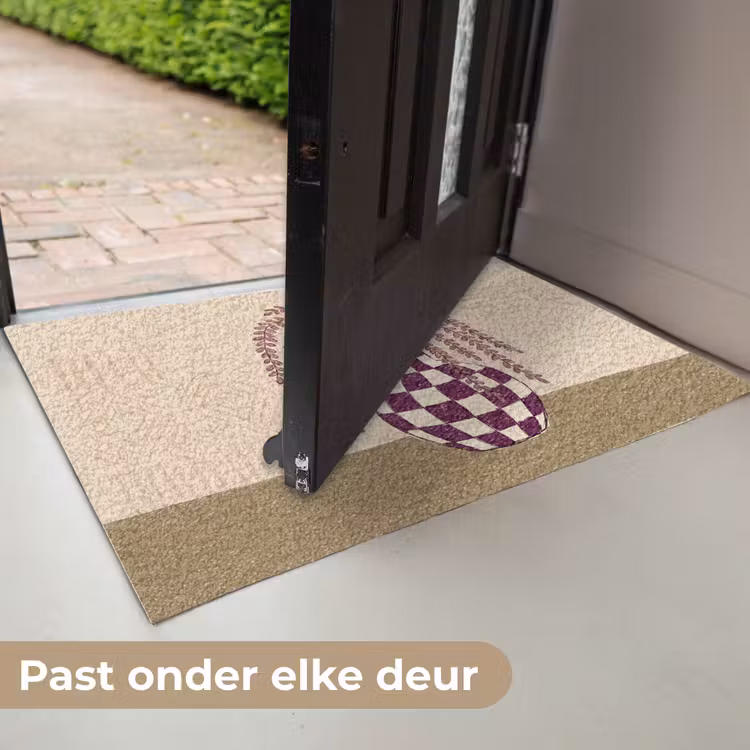 Deurmat - Vaas - Geruit - Planten - Modern - Paars — 7