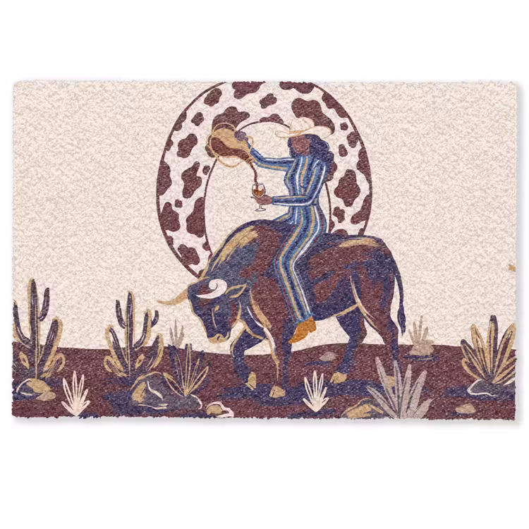 Deurmat - Mensen - Dieren - Cowboy - Abstract - Kleurrijk — 1