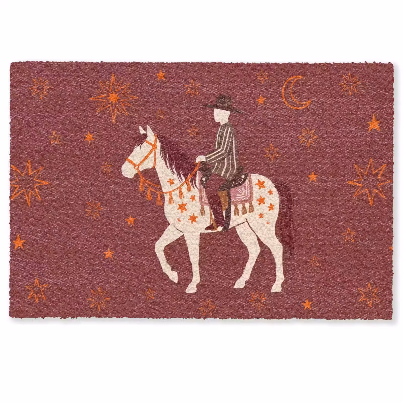 Deurmat - Paard - Ruiter - Sterren - Nacht - Illustratie — 1