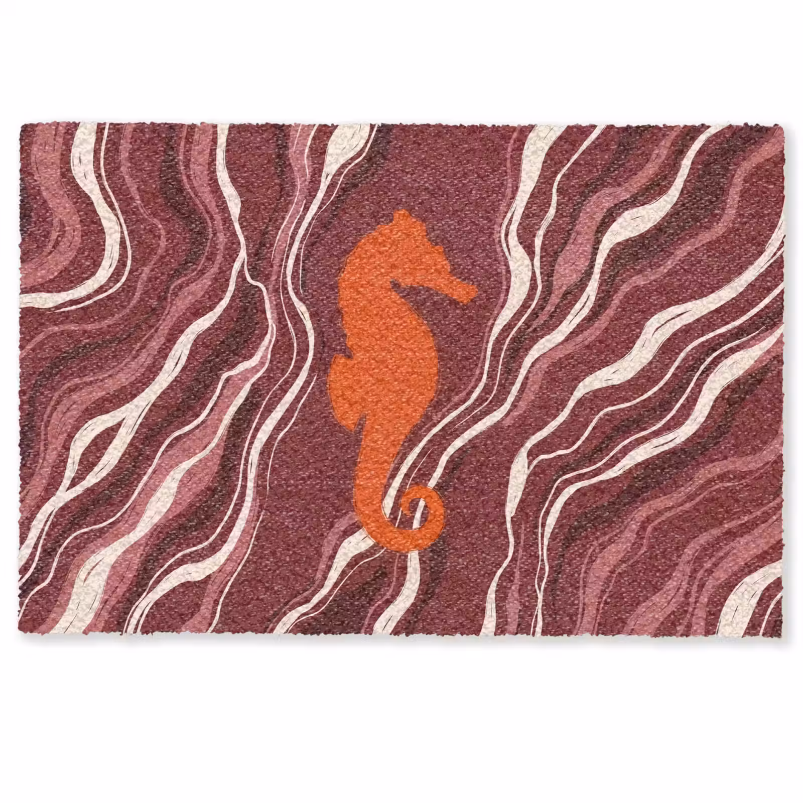 Deurmat - Zeepaardje - Golven - Zeeleven - Abstract - Oranje — 1
