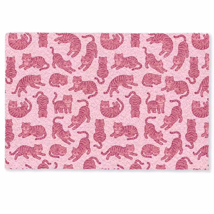 Deurmat - Dieren - Patroon - Roze - Speels - Cartoon — 1