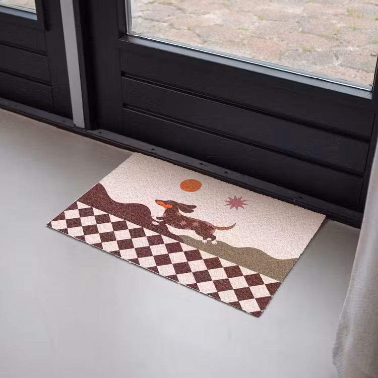 Deurmat - Hond - Abstract - Dieren - Modern - Bruin — 2