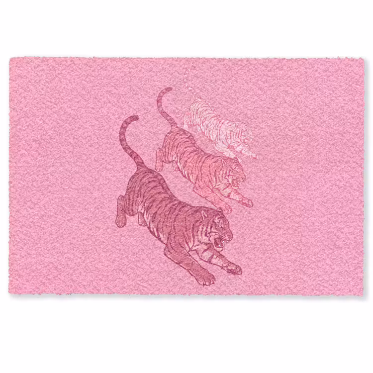 Deurmat - Kat - Springend - Dieren - Roze - Modern — 1